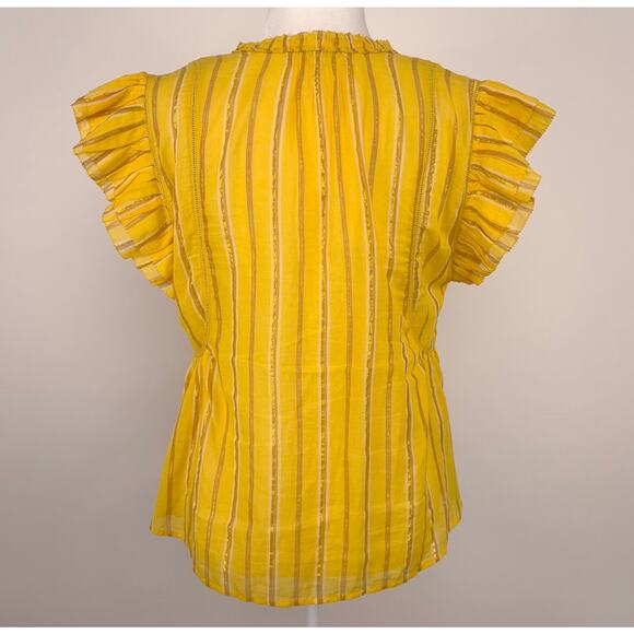 Apiece Apart Maria Del Mar Top in Yellow Metallic Stripe Size 4 - Picture 4 of 12